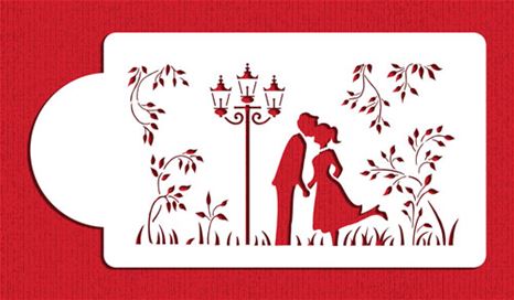 Stencil Kissing Couple Sihouette
