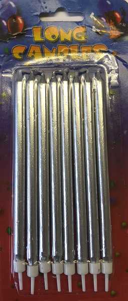 Silver Long Candles 5 1/2" 8 CT