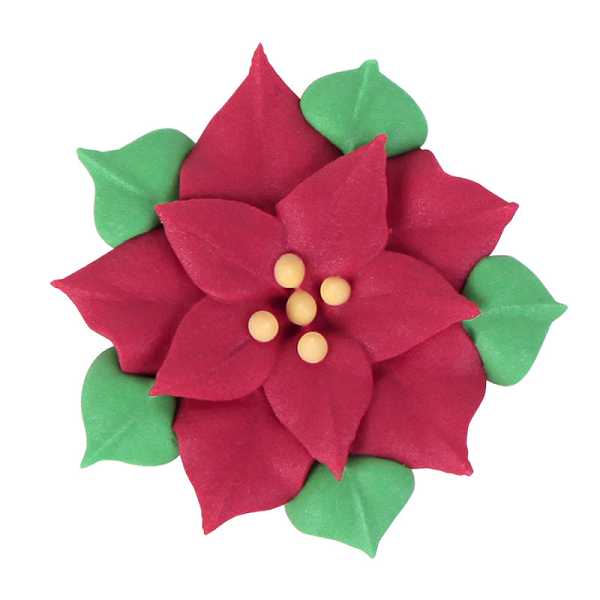 Poinsettia w/leaves Large Royal Icing 40 CT