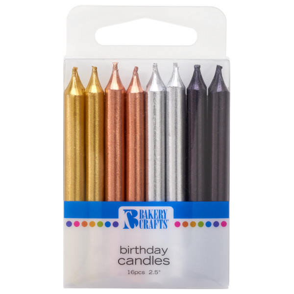 Metallic Smooth Candle Assortment 2.5" 6 CT