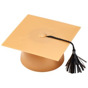 Gold Smooth Grad Hat Layon 4 ” x 2″ 12 CT