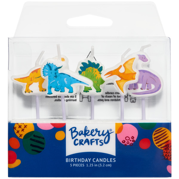 Dinosaur Shaped Candles 5 pcs 6 CT
