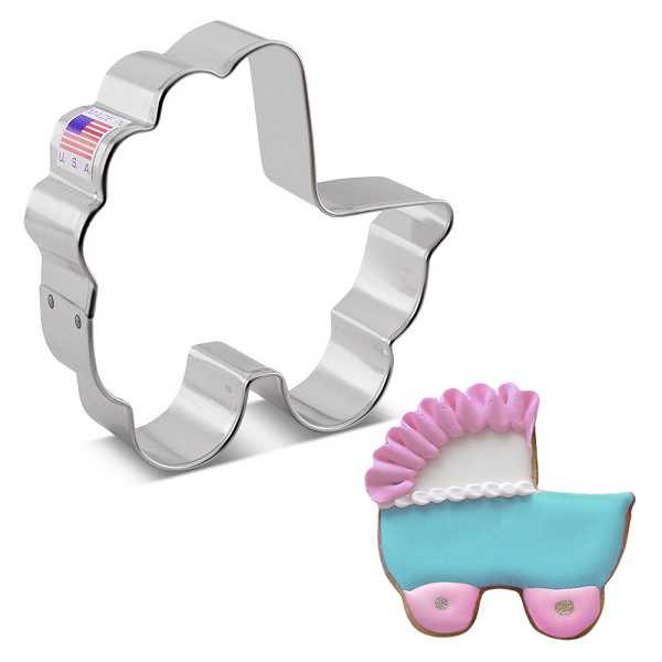 Baby Carriage Cookie Cutter 3 1/2" x 3 3/8"