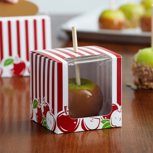Printed 1 Piece Candy/ Caramel Apple Box with Window 100 CT