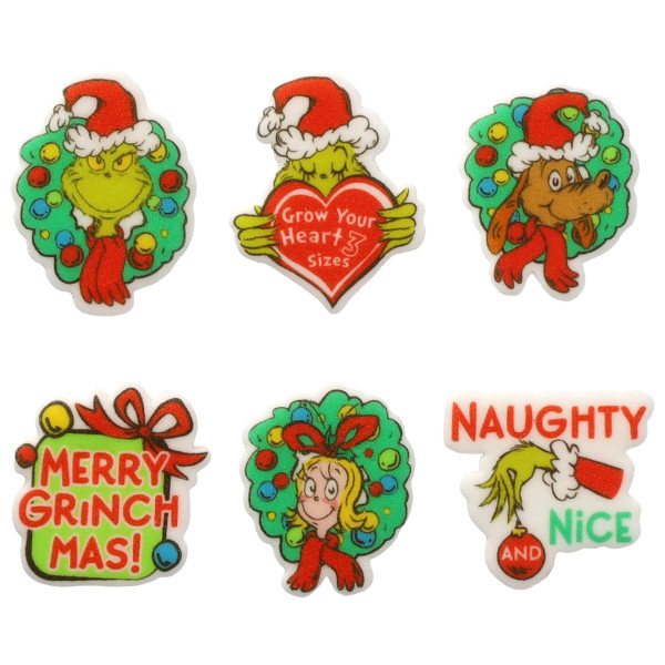 Grinch Merry Grinchmas Assortment Sweet Decor Printed Edible Decorations 180 CT