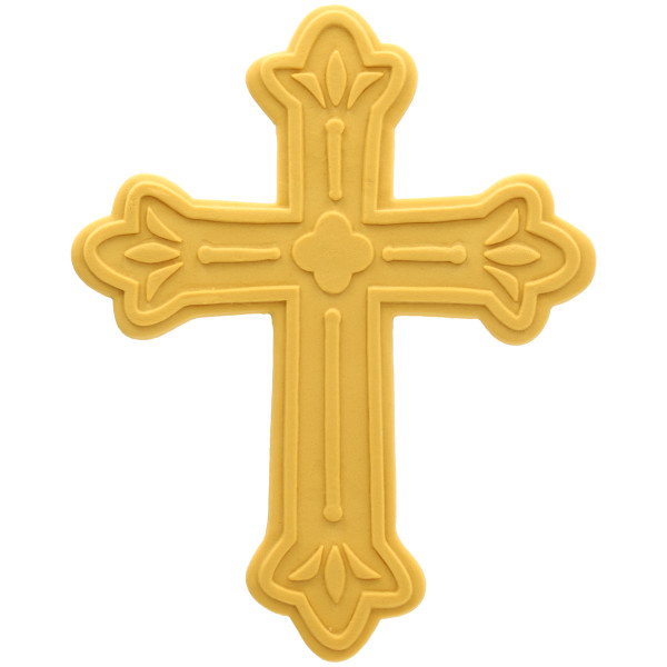 Gold Cross Ornate Gum Paste Layon 4.25"x 4.25" 12 CT