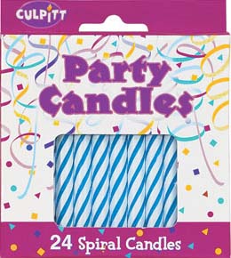 Spiral Candles Blue 2 1/2" 24 PCS 12 CT