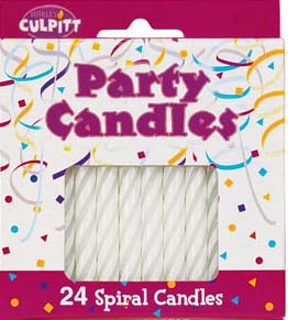 Spiral Candle White 2 1/2" 24 PCS 12 CT