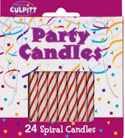 Spiral Candles Red 2 1/2" 24 PCS 12 CT