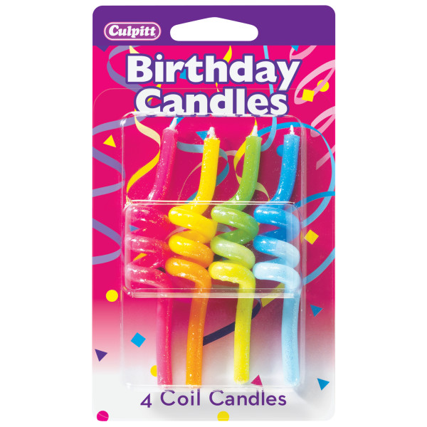 Glitter Coil Primary Cndle 4 PCS 12 CT