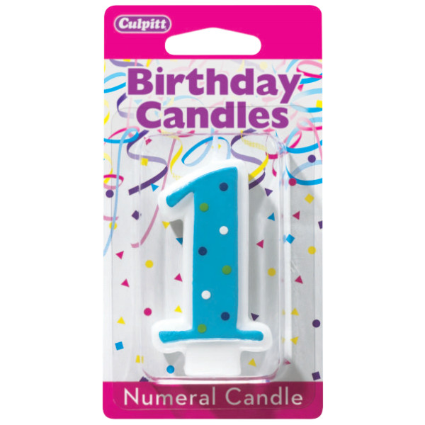 Blue Dot #1 Candles 3" 6 CT
