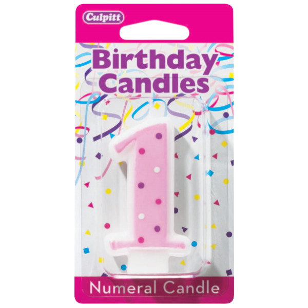 Pink Dot #1 Candles 3" 6 CT