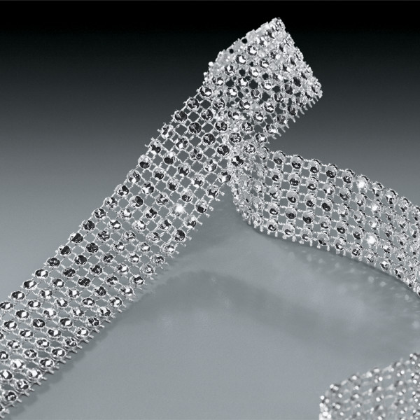 Silver Diamante Trim Lg 1" x 5 yards