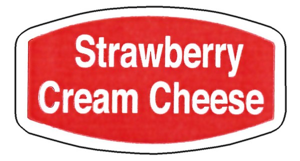 Straw. Cream Cheese Oval Labels 1000 CT