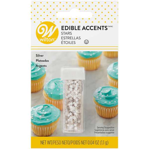 Silver Stars Edible Glitter 1/4 OZ