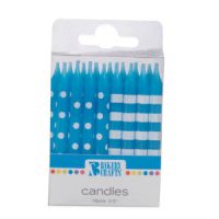 Dots & Stripes Candles Blue 12 CT