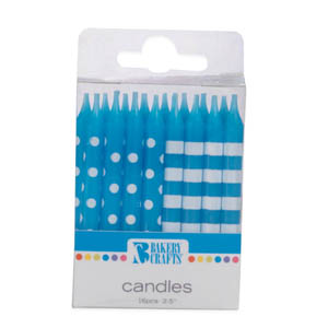 Dots & Stripes Candles Blue 12 CT