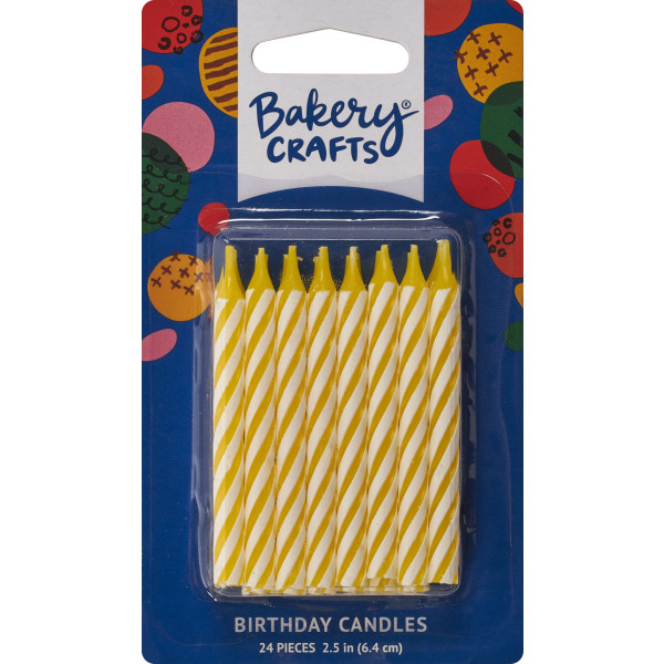 Yellow Striped Candle 2.5" 24 PCS 12 CT