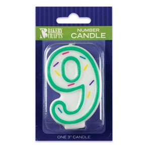 #9 Sprinkle Number Candle 3″ 12 CT