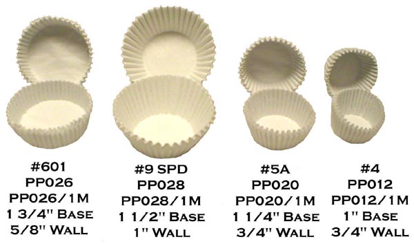 #601 White Candy Cups 1 3/4" Base 5/8" Wall approx 13,000 CT