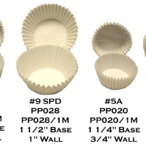#9SPD White Candy Cups  1 1/2″ Base 1 1/8″ Wall approx 16,000 CT
