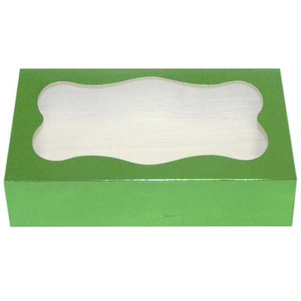 Green 1 LB Foil Box w/Window 200 CT 8 1/2" x 5 1/2" x 2"