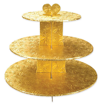 Single Use Gold RD 3 Tier Stand 6 CT