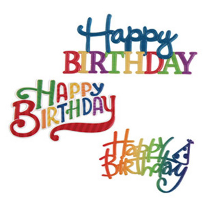 Birthday Script Rainbow 2 1/2" 24 CT