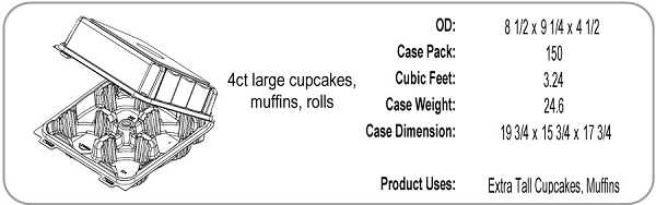 Cupcake Container 4 count Large (Jumbo) 150 CT