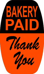 Bakery Paid Thank You Labels 1000 CT