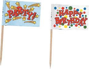 Happy Birthday Flag Pick Assorted 144 CT