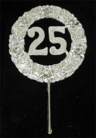 25th Anniversary Silver Wreath Pick 2 1/2" 24 CT