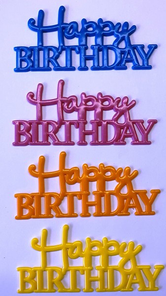 Happy Birthday Script 4 colors 4" x 2" 48 CT