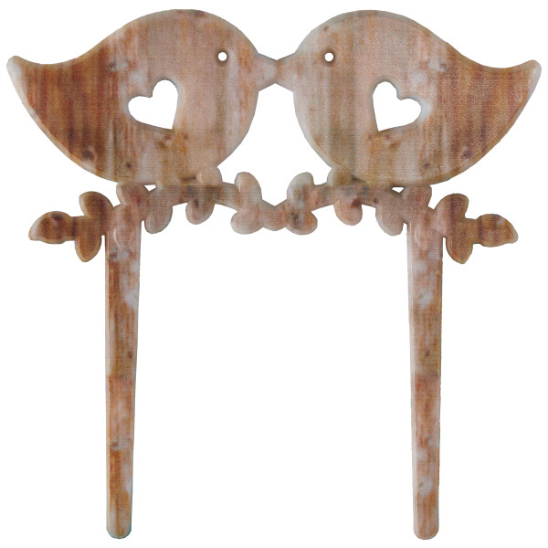 Wood Grain Love Birds Layon 6 CT