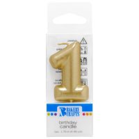Number 1 Mini Gold Candle 1 3/4" 6 CT