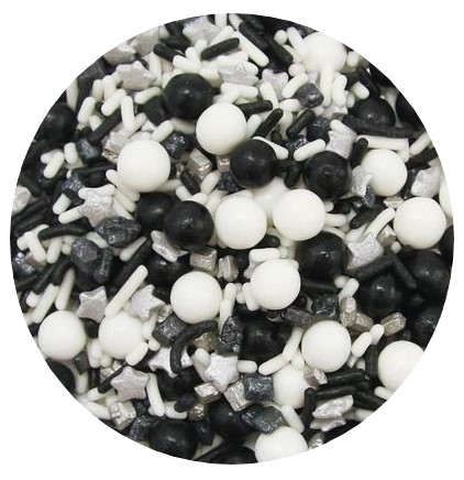 Glam Mix Wh & Bk Jimmies SI stars 1 LB