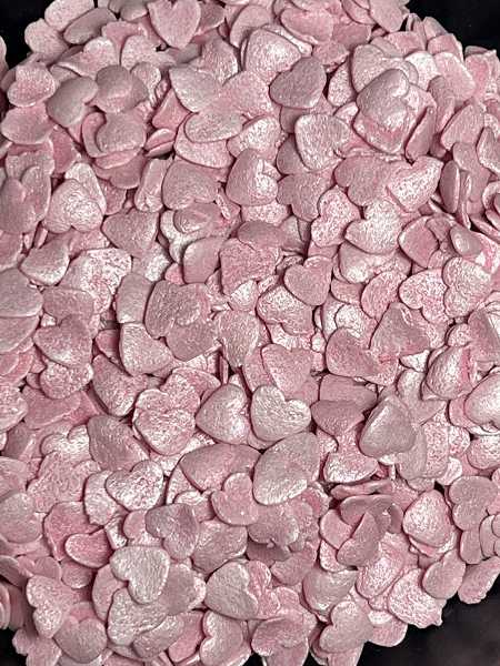Pink Pearlized Heart Sprinkles 1 LB