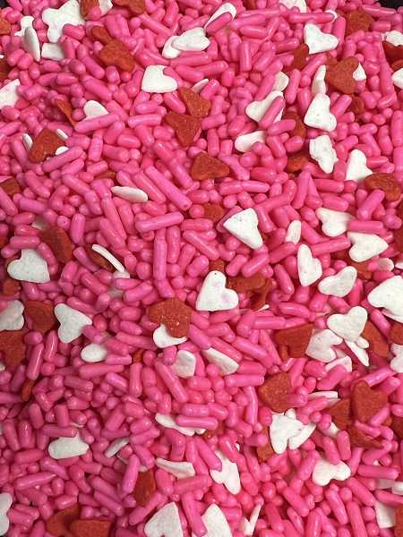 Heart Mix with Sprinkles (Pink) & White & Red Hearts 5 OZ