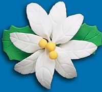 White Poinsettias- Large Gum Paste 3 1/2" 32 CT