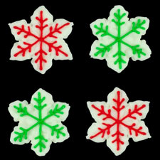 Red & Green Snowflakes Royal Icing 1" 180 CT