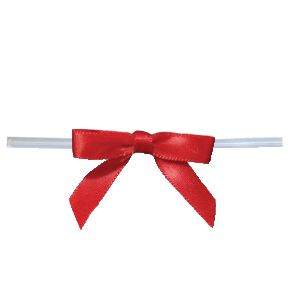 Small Red Bow on Twistie Tie 250 CT