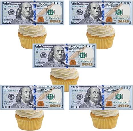 Edible Wafer 100 Dollar Bill Topper 5 CT