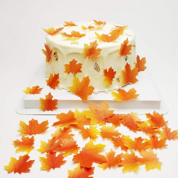 Edible Wafer Fall Leaves Toppers 12 CT