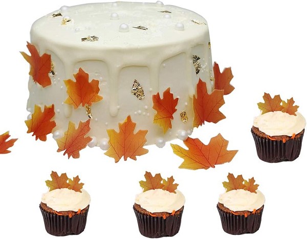 Edible Wafer Fall Leaves Toppers 12 CT - Image 2