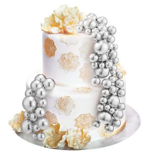 Silver Mini Balloon Balls Cake Toppers 12 CT