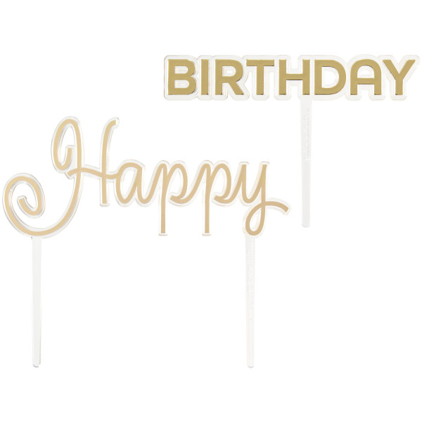 Happy Birthday Gold Vertical Layon 12 SET