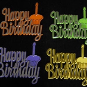 Happy Birthday Cupcake Plaques Assorted 48 CT
