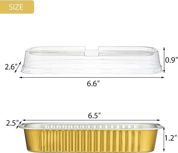 Gold Oblong Foil Pan with Lid 6 count