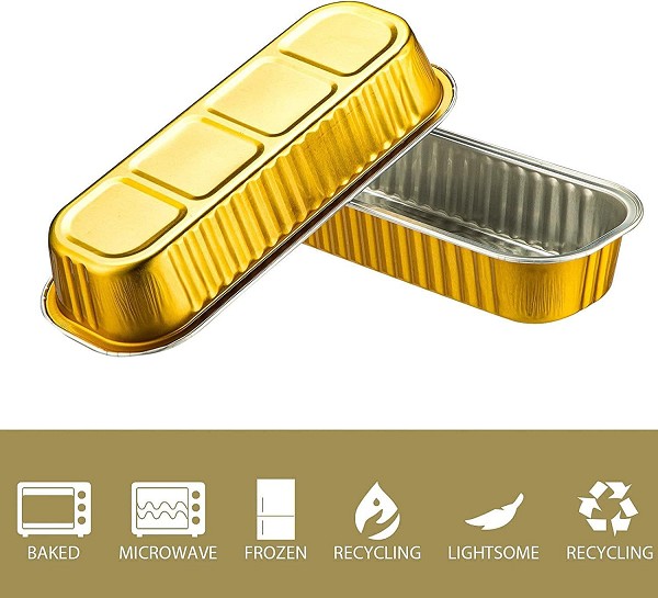 Gold Oblong Foil Pan with Lid 6 count - Image 2