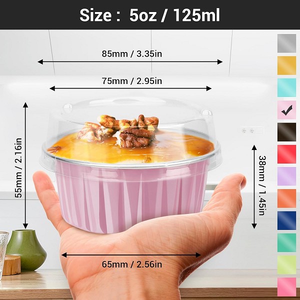 Pale Pink Mini Foil Round Pans with Lids 6 count